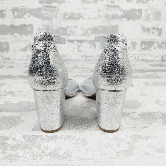 New Bandolino Armory 3 Silver Open Toe Ankle Strap Heeled Sandals D45 - Picture 6 of 12